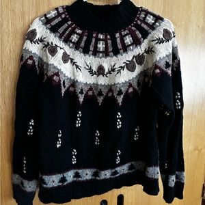 Women's Black Patterned Sweater